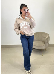 Sudadera combinada brooklyn beige