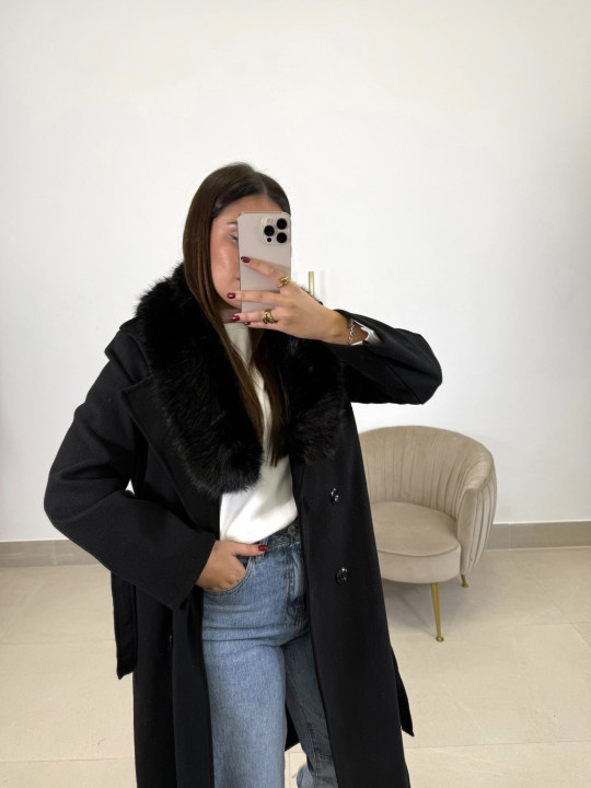 Abrigo paño varsovia negro