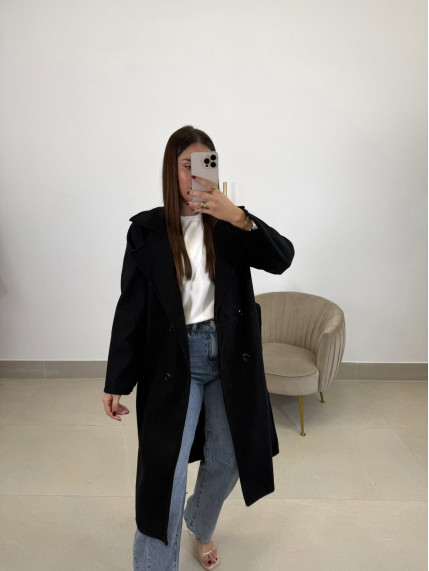 Abrigo paño varsovia negro