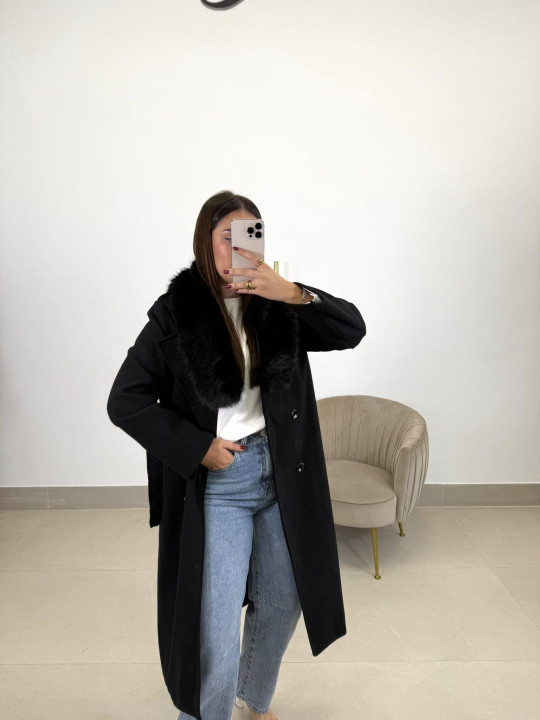 Abrigo paño varsovia negro