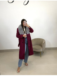 Abrigo paño varsovia cereza