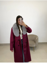 Abrigo paño varsovia cereza