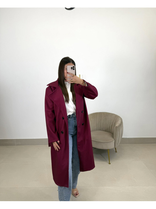 Abrigo paño varsovia cereza