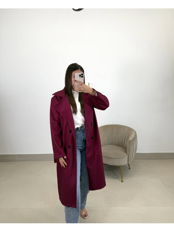 Abrigo paño varsovia cereza