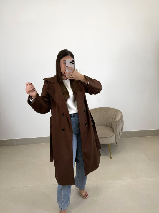 Abrigo paño varsovia marron