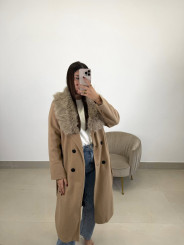 Abrigo paño varsovia beige