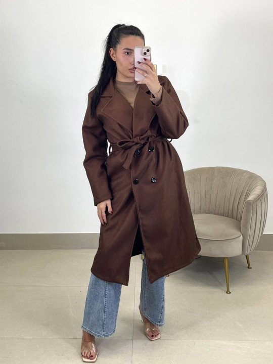 Abrigo paño varsovia marron
