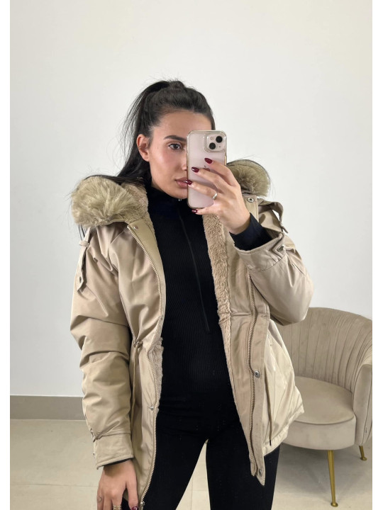 Parka acolchada camel