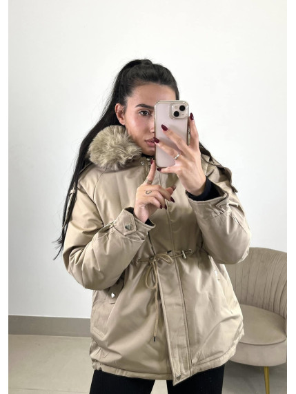 Parka acolchada camel