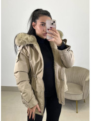Parka acolchada camel
