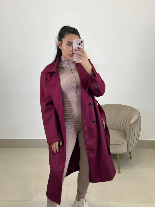 Abrigo paño varsovia cereza