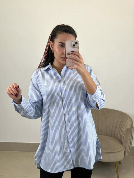 camisa rayas celeste/blanca