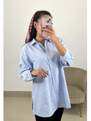 camisa rayas celeste/blanca