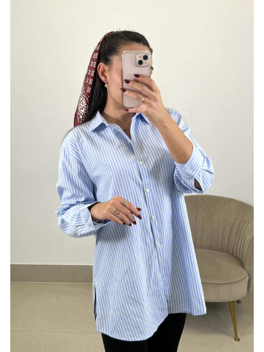 camisa rayas celeste/blanca