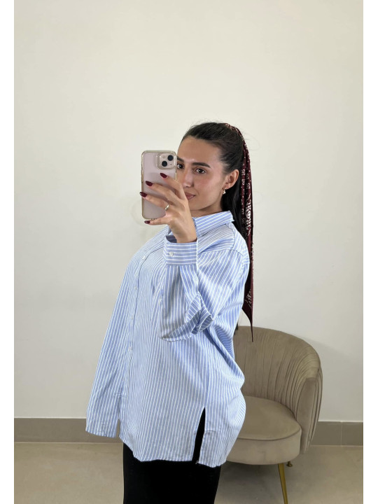camisa rayas celeste/blanca