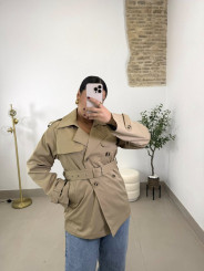 Gabardina corta camel