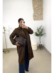 Abrigo piel melocoton marron