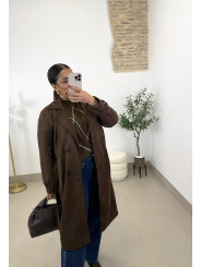 Abrigo piel melocoton marron