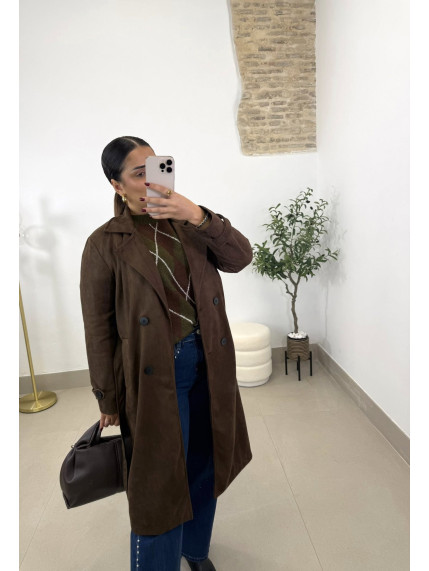 Abrigo piel melocoton marron