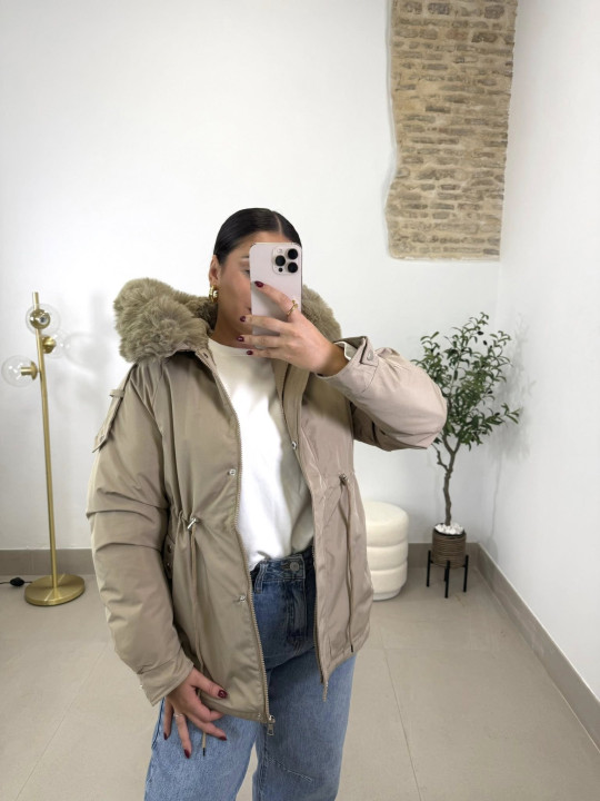 Parka acolchada camel