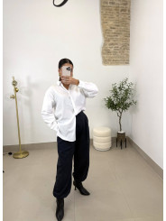 pantalon balloon pinzas rayas diplomaticas azul