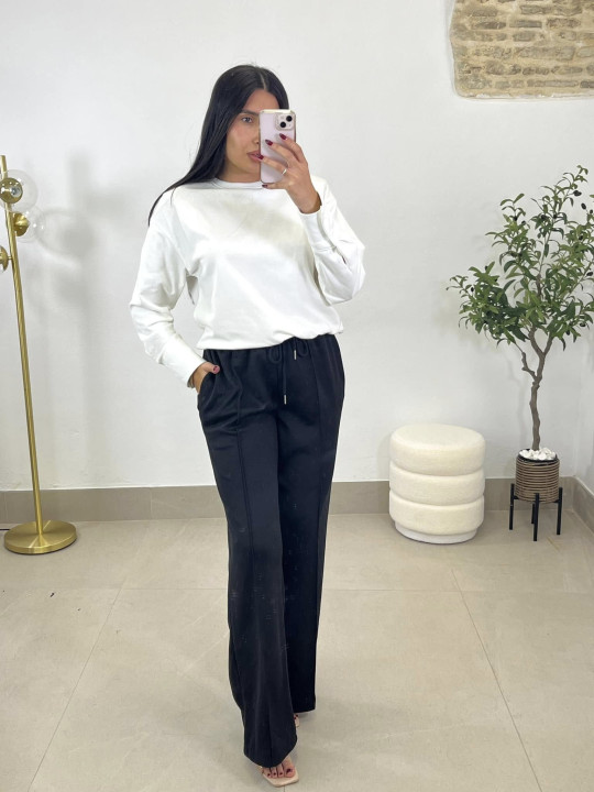 pantalon felpa basico negro