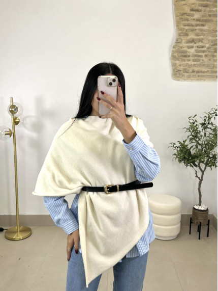 poncho punto beige