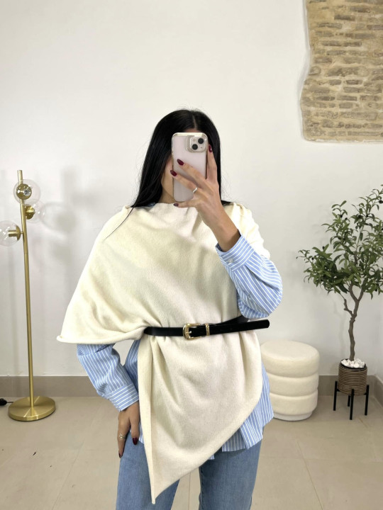 poncho punto beige