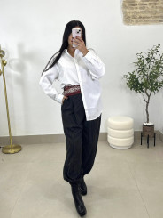 pantalon balloon pinzas rayas diplomaticas negro