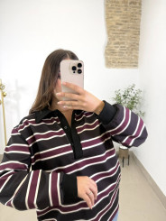 Camiseta polera rayas negra