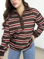 Camiseta polera rayas marron/caldera