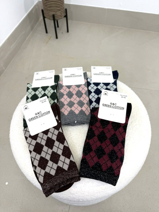 Calcetín adulto rombo brillo (35-40)