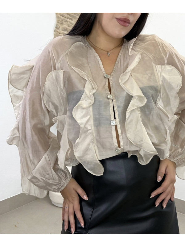Blusa volantes beige