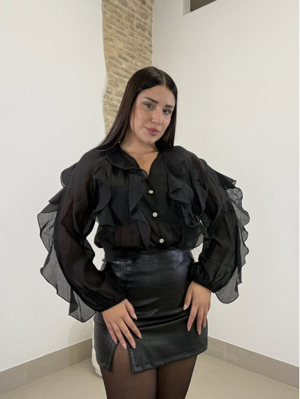 Blusa volantes negra