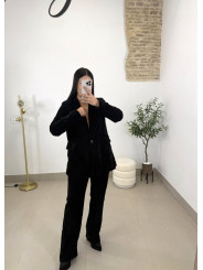 Pantalón pinzas piel de melocotón negro