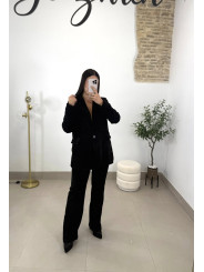 Pantalón pinzas piel de melocotón negro