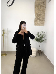 Pantalón pinzas piel de melocotón negro