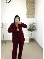 Pantalón piel de melocotón vino