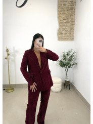 Pantalón piel de melocotón vino