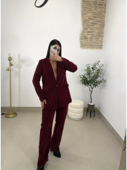 Pantalón piel de melocotón vino