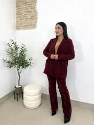 Pantalón piel de melocotón vino