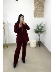 Pantalón piel de melocotón vino