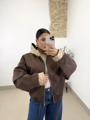 Bomber antelina capucha marrón chocolate