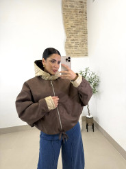 Bomber antelina capucha marrón chocolate