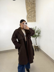 Abrigo paño botones marron