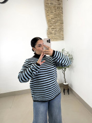 jersey punto raya celeste/marron