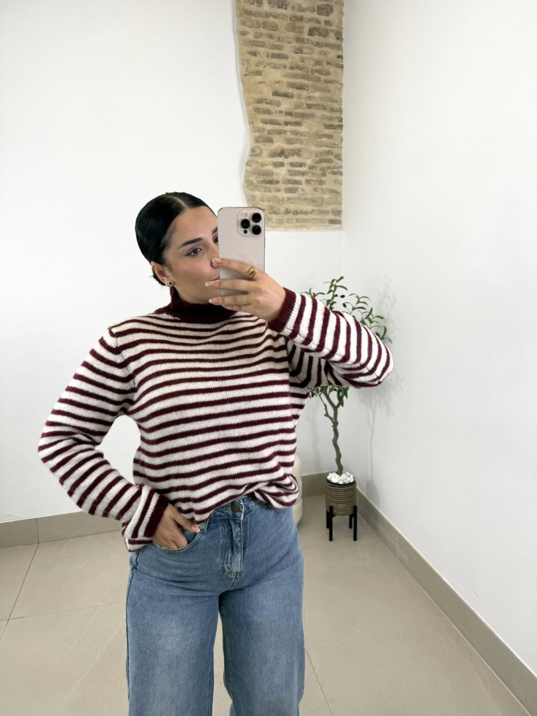 jersey punto rayas tinto