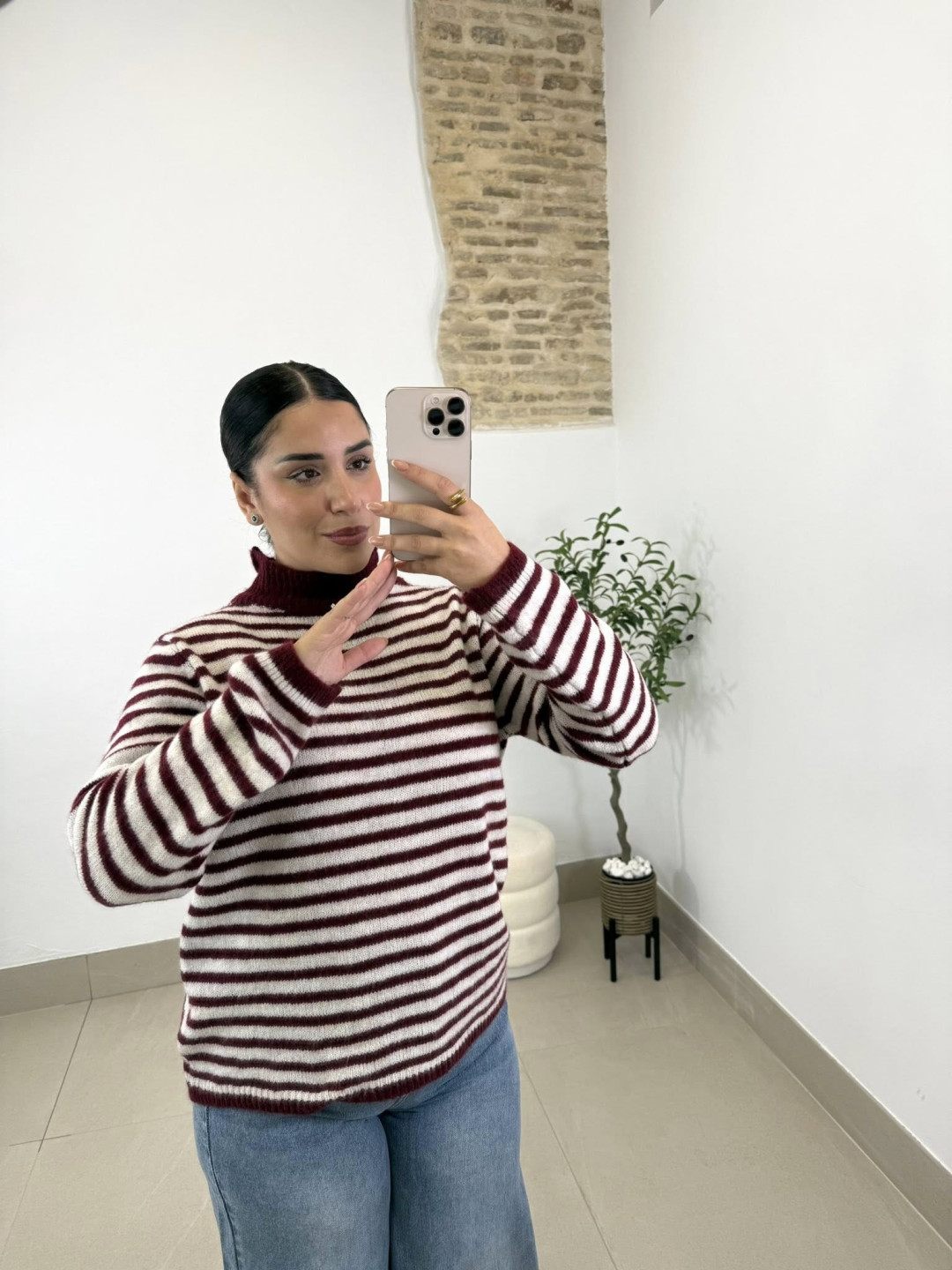 jersey punto rayas tinto