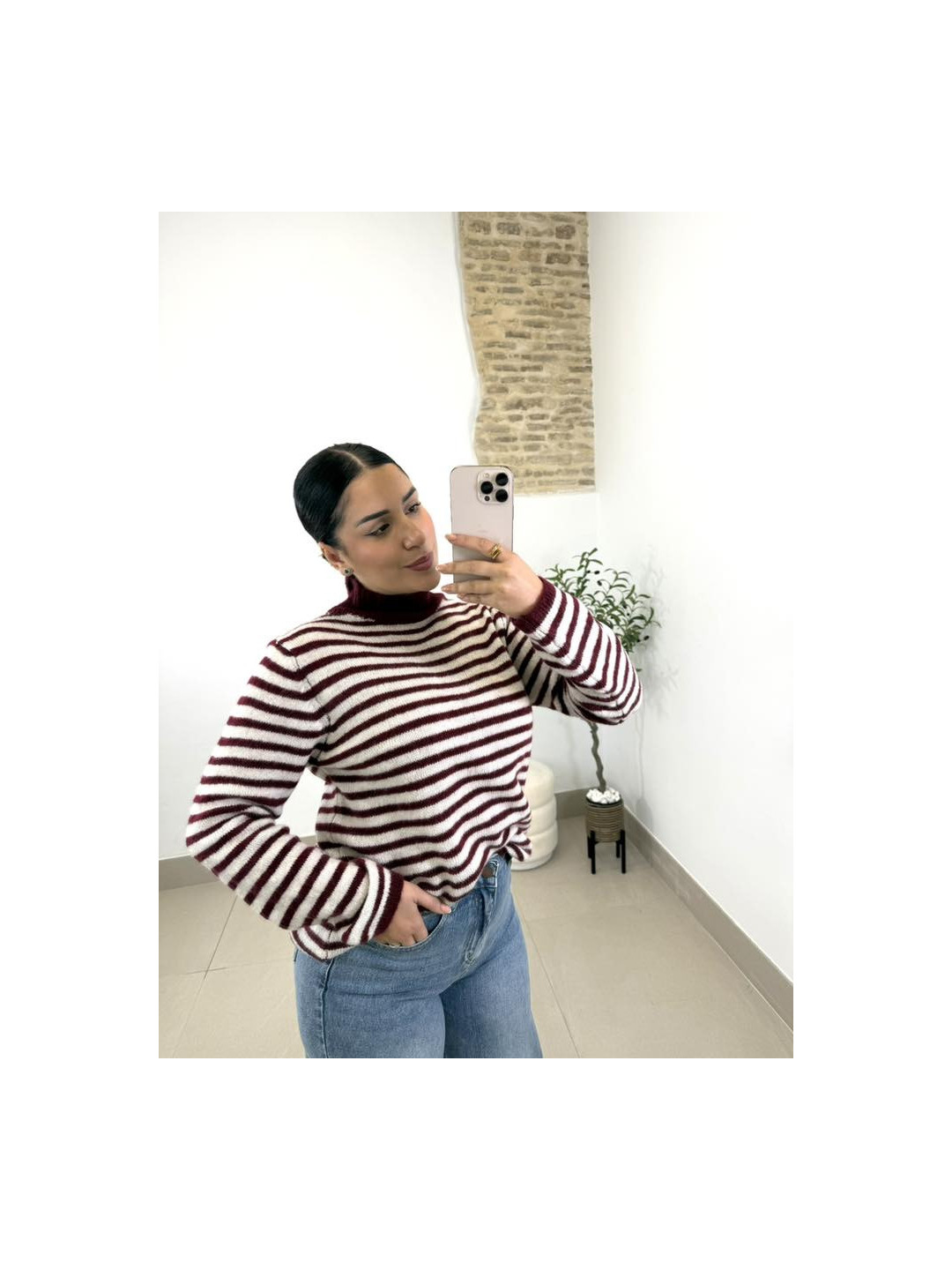 jersey punto rayas tinto