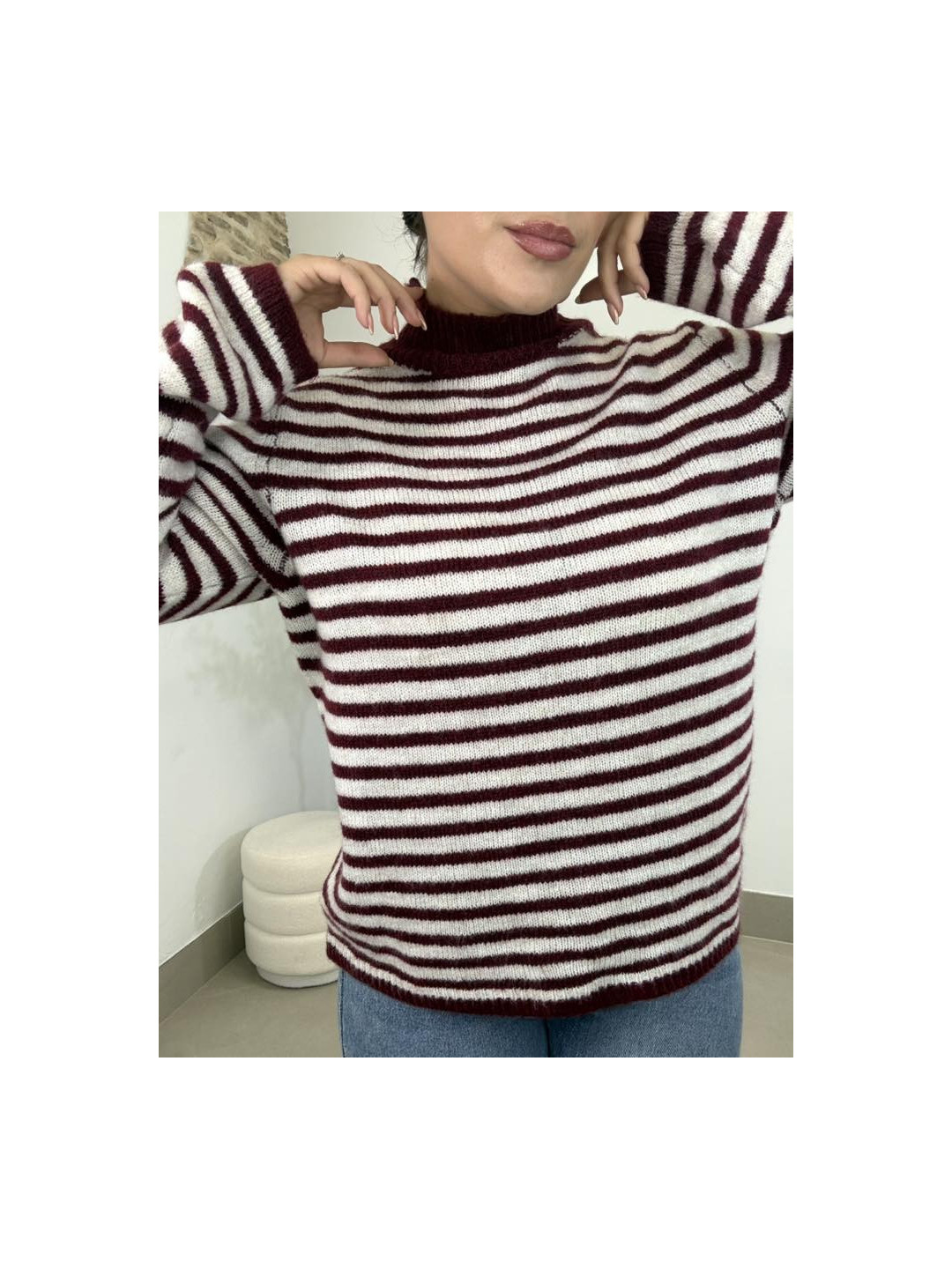 jersey punto rayas tinto